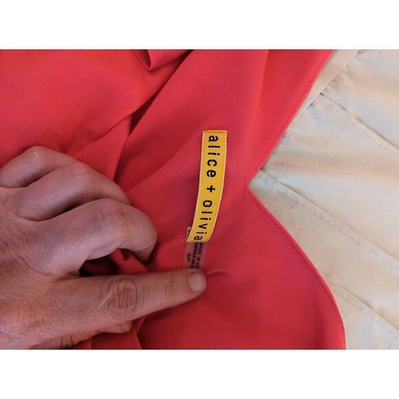 Alice + Olivia Barbie Pink Back Cutout Silk Mini Shift Dress Sz S Euc - Picture 3 of 6